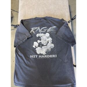 Vintage 2000s Cage Fighter MMA Mens Black T Shirt 2XL Double Sided